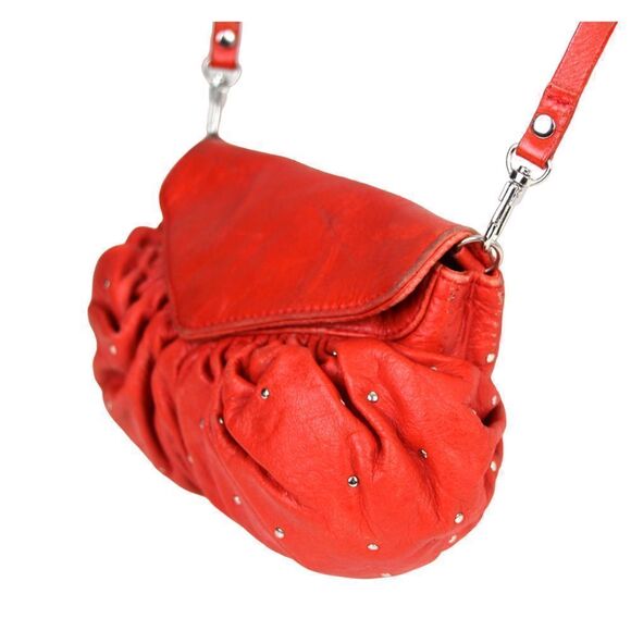 Latico SOFT RED GENUINE LEATHER STUDDED X-BODY SHOULDER BAG HANDBAG CLUTCH PURSE - Picture 4 of 16